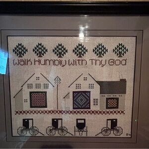 Framed Cross-Stitch Art with Inspirational Quote